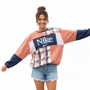 Upcycled NIKE Patchwork Sweatshirt.  "Just Peachy"  One of a Kind.